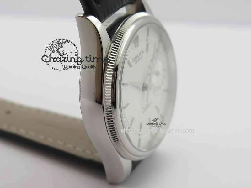 Cellini Date VF Best Edition SS White Dial Stick Markers On Black Leather Strap A3165