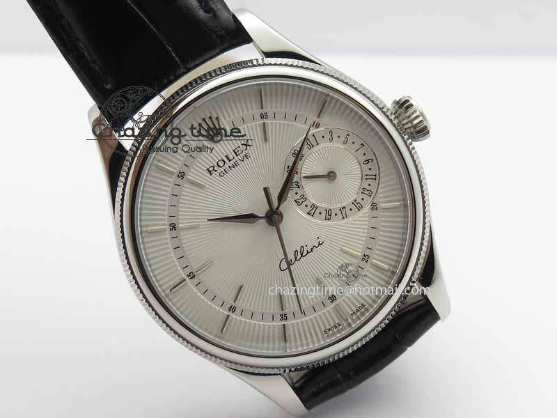 Cellini Date VF Best Edition SS White Dial Stick Markers On Black Leather Strap A3165