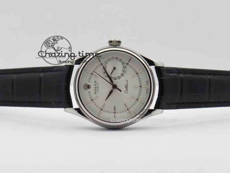 Cellini Date VF Best Edition SS White Dial Stick Markers On Black Leather Strap A3165