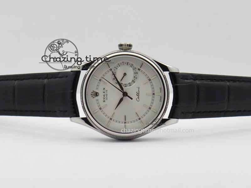Cellini Date VF Best Edition SS White Dial Stick Markers On Black Leather Strap A3165