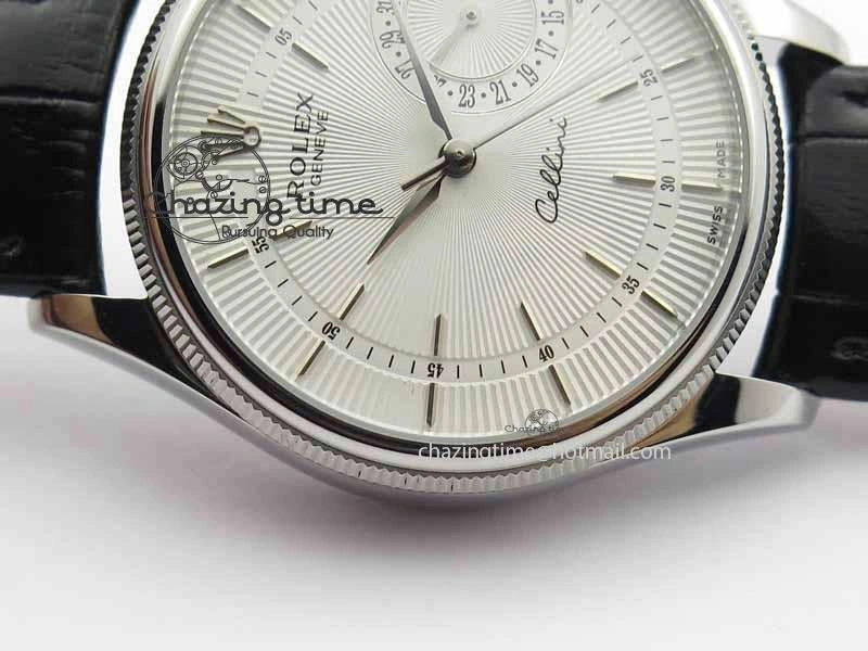 Cellini Date VF Best Edition SS White Dial Stick Markers On Black Leather Strap A3165