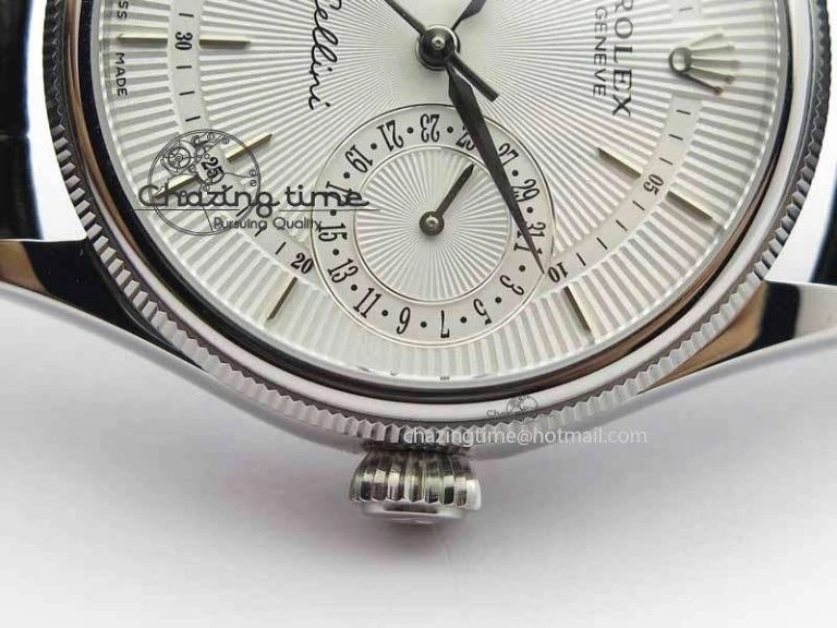 Cellini Date VF Best Edition SS White Dial Stick Markers On Black Leather Strap A3165