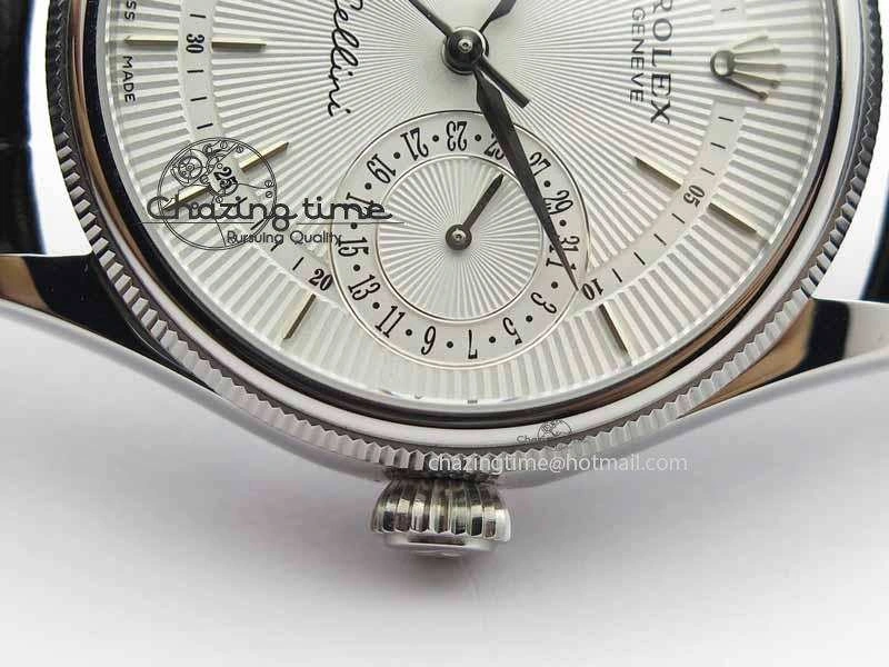 Cellini Date VF Best Edition SS White Dial Stick Markers On Black Leather Strap A3165