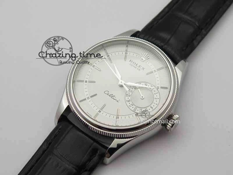 Cellini Date VF Best Edition SS White Dial Stick Markers On Black Leather Strap A3165