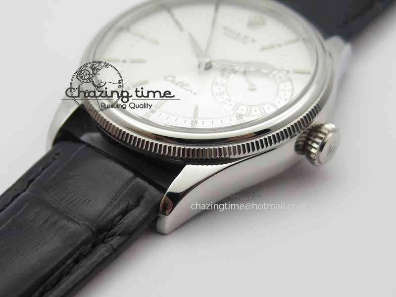 Cellini Date VF Best Edition SS White Dial Stick Markers On Black Leather Strap A3165