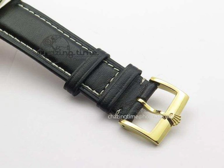 Cellini Date YG Black Dial Numeral And Stick Markers On Brown Leather Strap A2824
