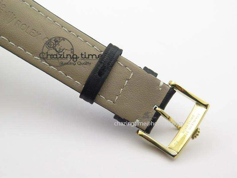 Cellini Date YG Black Dial Numeral And Stick Markers On Brown Leather Strap A2824