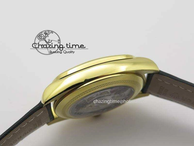 Cellini Date YG Black Dial Numeral Markers On Black Leather Strap A2824