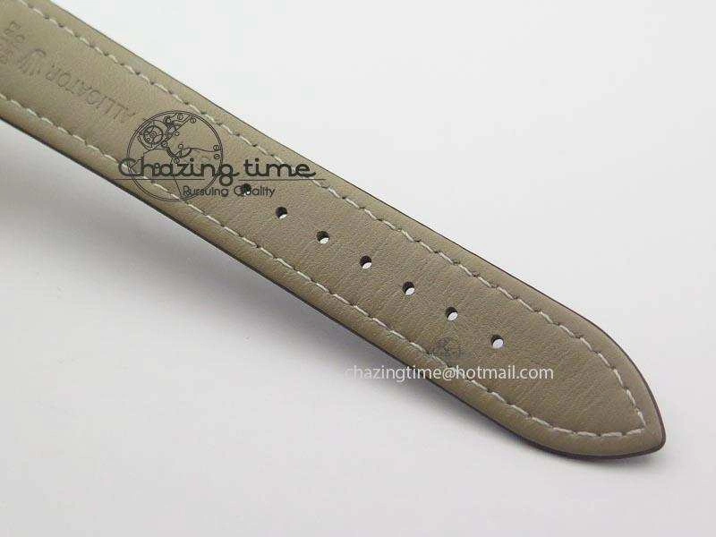 Cellini Date YG White Dial Numeral And Stick Markers On Brown Leather Strap A2824