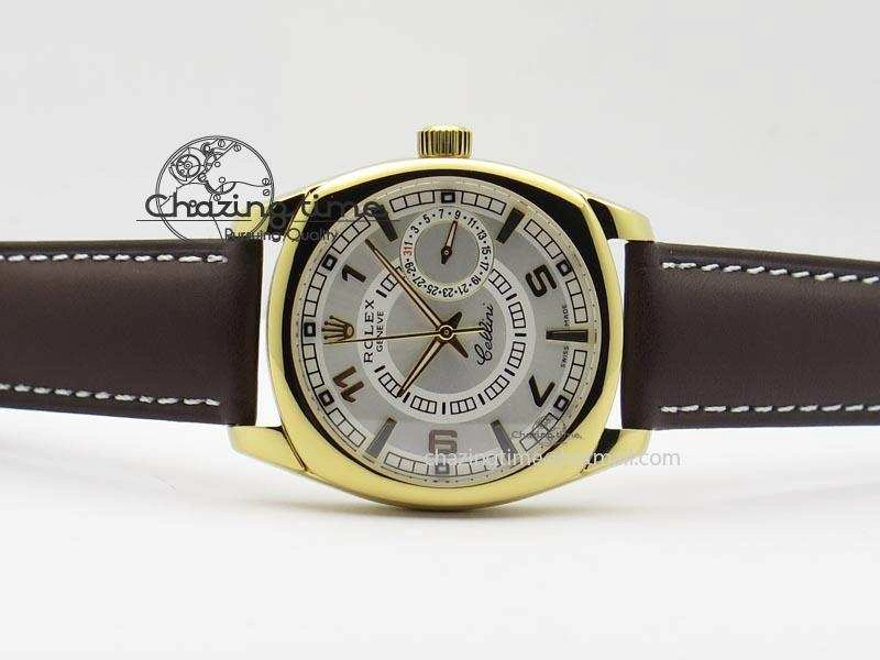 Cellini Date YG White Dial Numeral And Stick Markers On Brown Leather Strap A2824