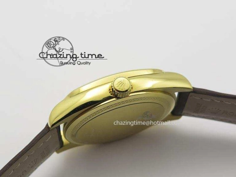 Cellini Date YG White Numeral Dial On Brown Leather Strap A2824