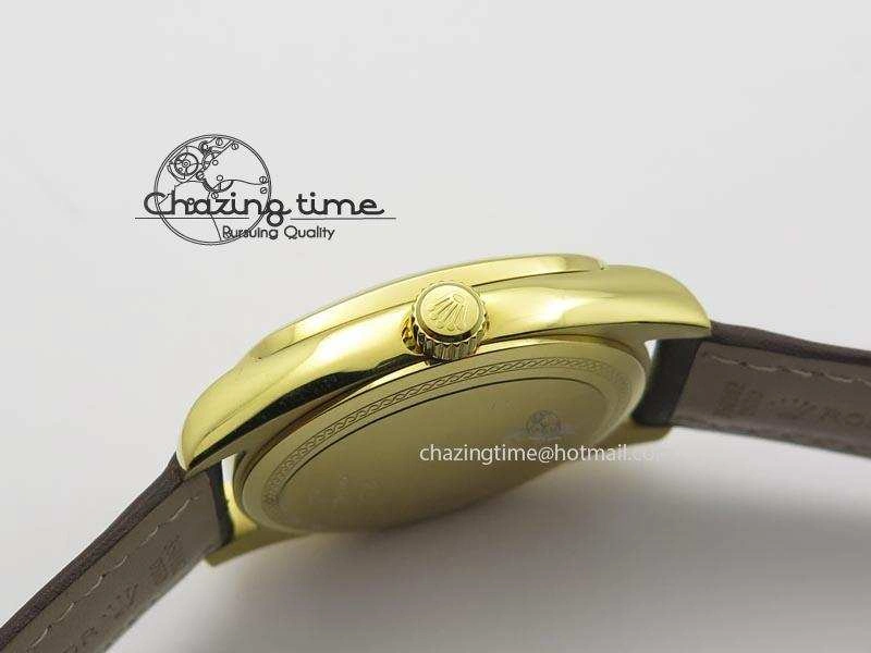 Cellini Date YG White Numeral Dial On Brown Leather Strap A2824