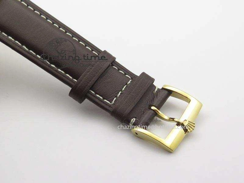 Cellini Date YG White Numeral Dial On Brown Leather Strap A2824