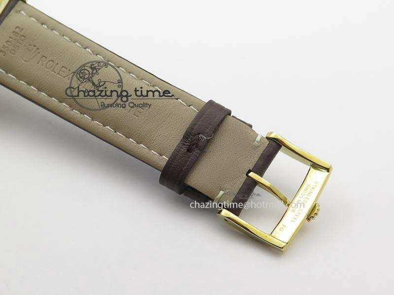 Cellini Date YG White Numeral Dial On Brown Leather Strap A2824