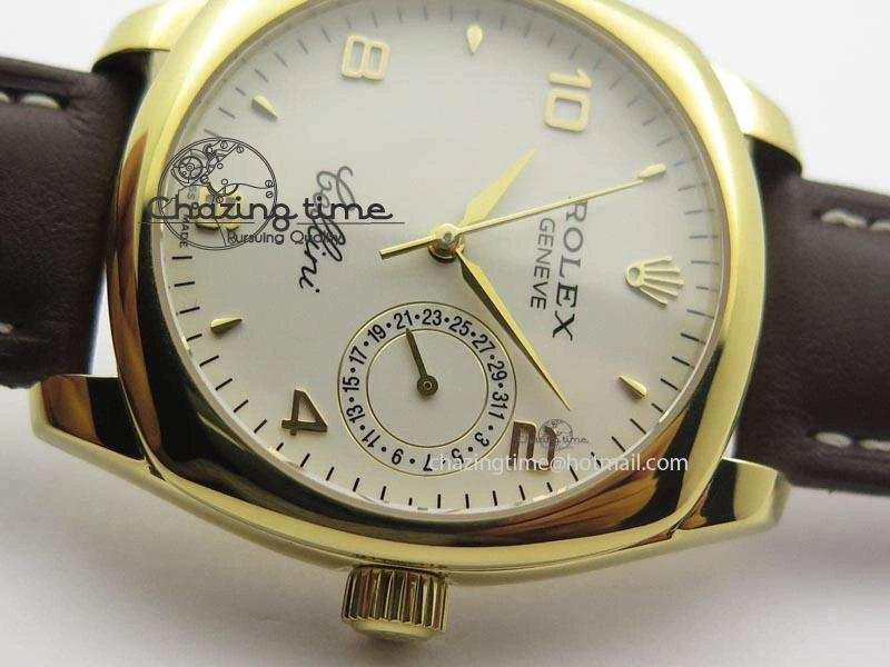 Cellini Date YG White Numeral Dial On Brown Leather Strap A2824