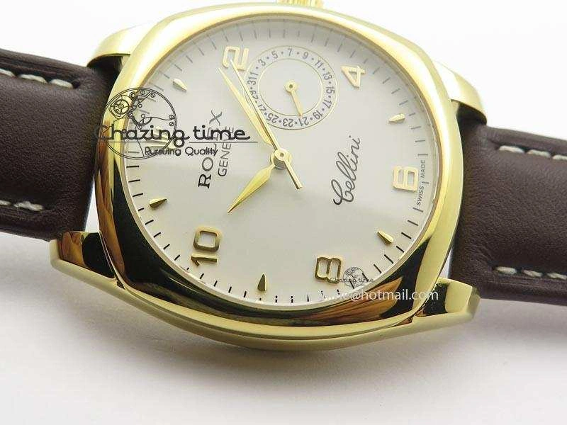 Cellini Date YG White Numeral Dial On Brown Leather Strap A2824