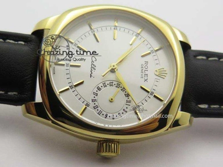 Cellini Date YG White Stick Dial On Black Leather Strap A2824