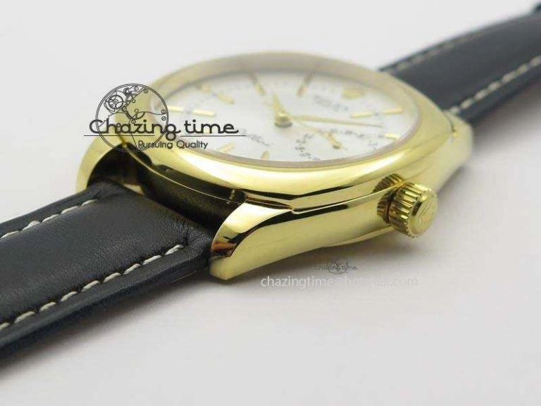 Cellini Date YG White Stick Dial On Black Leather Strap A2824