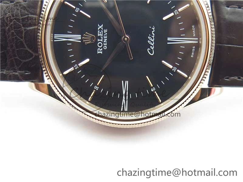 Cellini RG KZF 1:1 Best Edition Black Dial on Brown Leather Strap SA3132