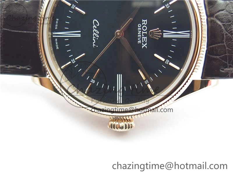 Cellini RG KZF 1:1 Best Edition Black Dial on Brown Leather Strap SA3132