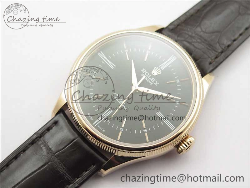 Cellini RG KZF 1:1 Best Edition Black Dial on Brown Leather Strap SA3132