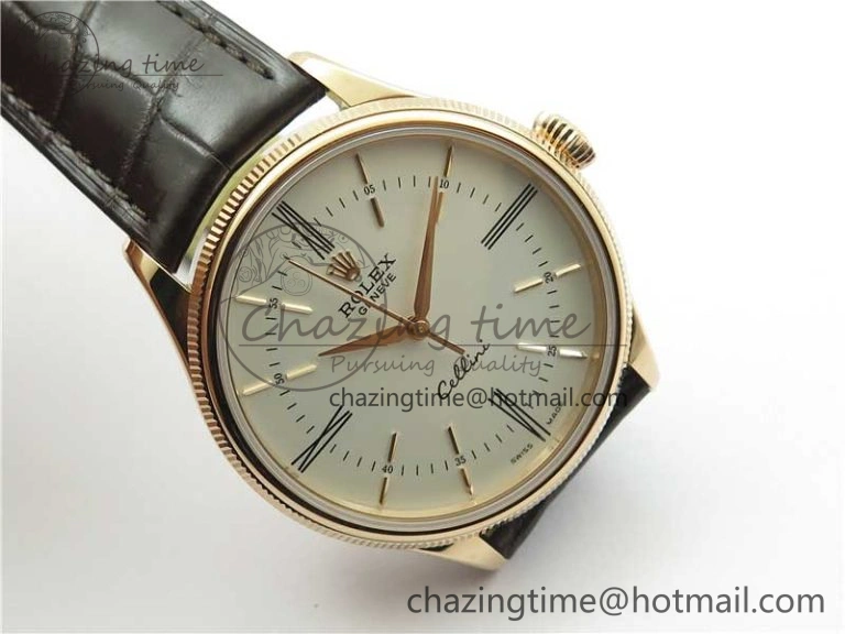 Cellini RG KZF 1:1 Best Edition White Dial Roman Markers on Brown Leather Strap SA3132