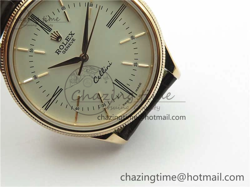 Cellini RG KZF 1:1 Best Edition White Dial Roman Markers on Brown Leather Strap SA3132