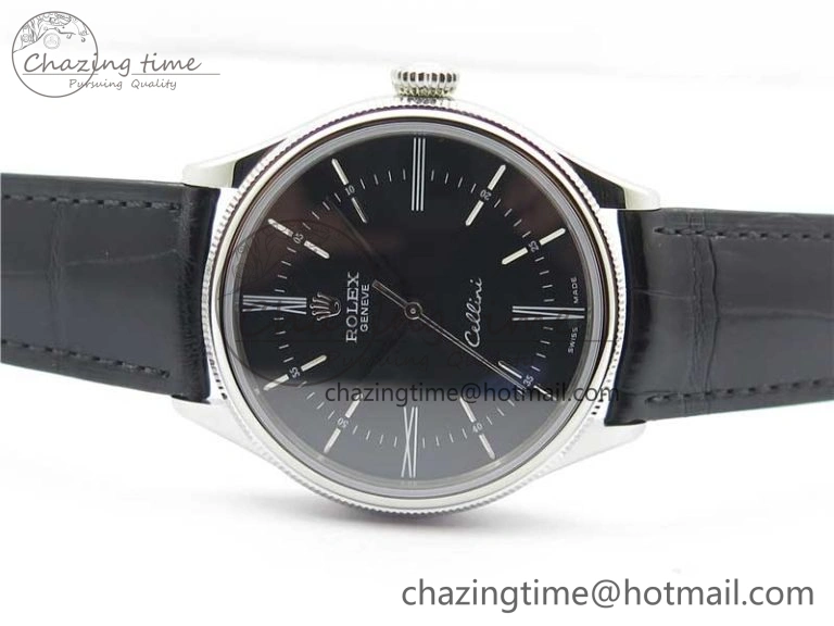Cellini SS KZF 1:1 Best Edition Black Dial on Black Leather Strap SA3132