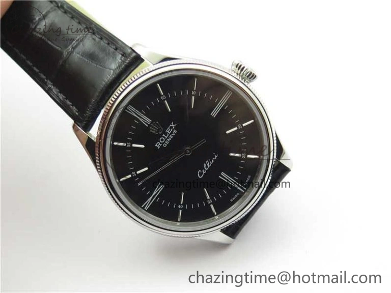 Cellini SS KZF 1:1 Best Edition Black Dial on Black Leather Strap SA3132