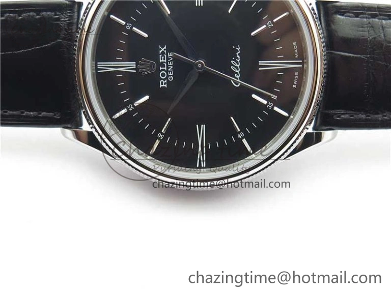Cellini SS KZF 1:1 Best Edition Black Dial on Black Leather Strap SA3132