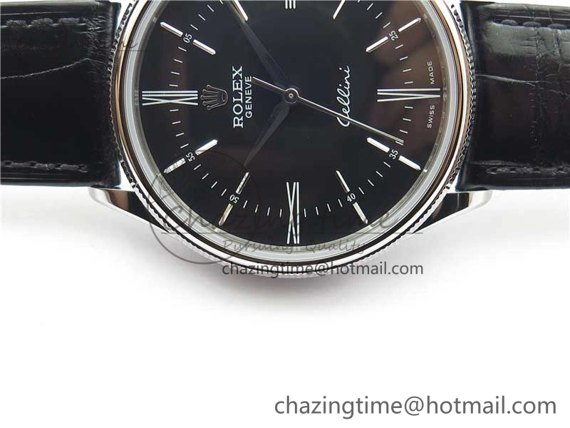 Cellini SS KZF 1:1 Best Edition Black Dial on Black Leather Strap SA3132