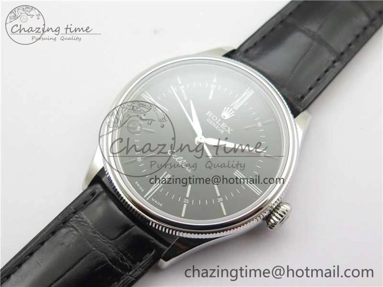 Cellini SS KZF 1:1 Best Edition Black Dial on Black Leather Strap SA3132