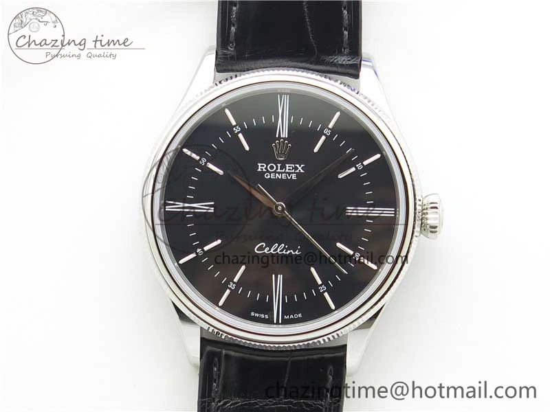 Cellini SS KZF 1:1 Best Edition Black Dial on Black Leather Strap SA3132