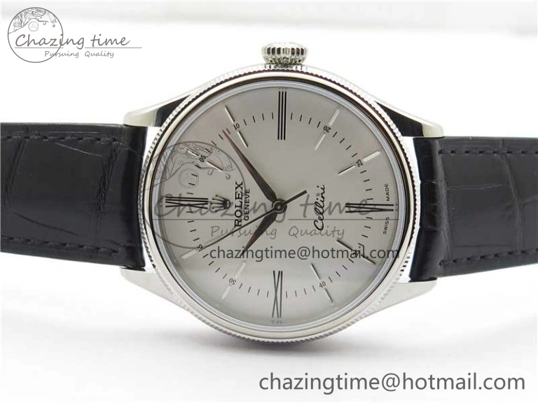 Cellini SS KZF 1:1 Best Edition White Dial Roman Markers on Black Leather Strap SA3132