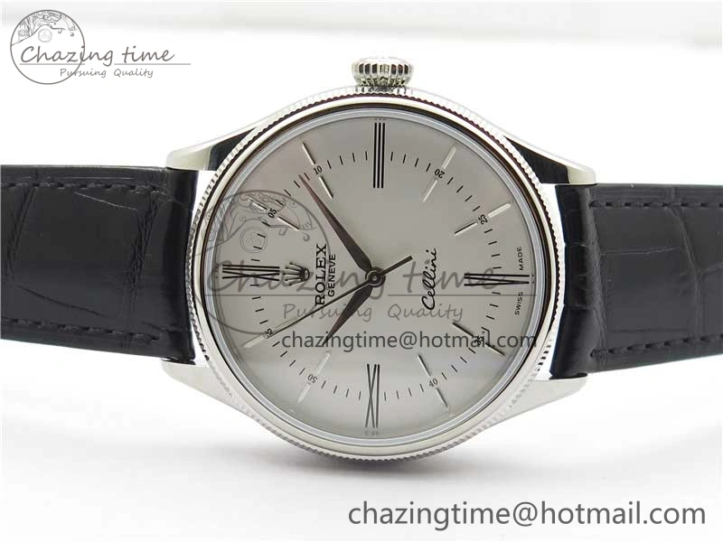 Cellini SS KZF 1:1 Best Edition White Dial Roman Markers on Black Leather Strap SA3132