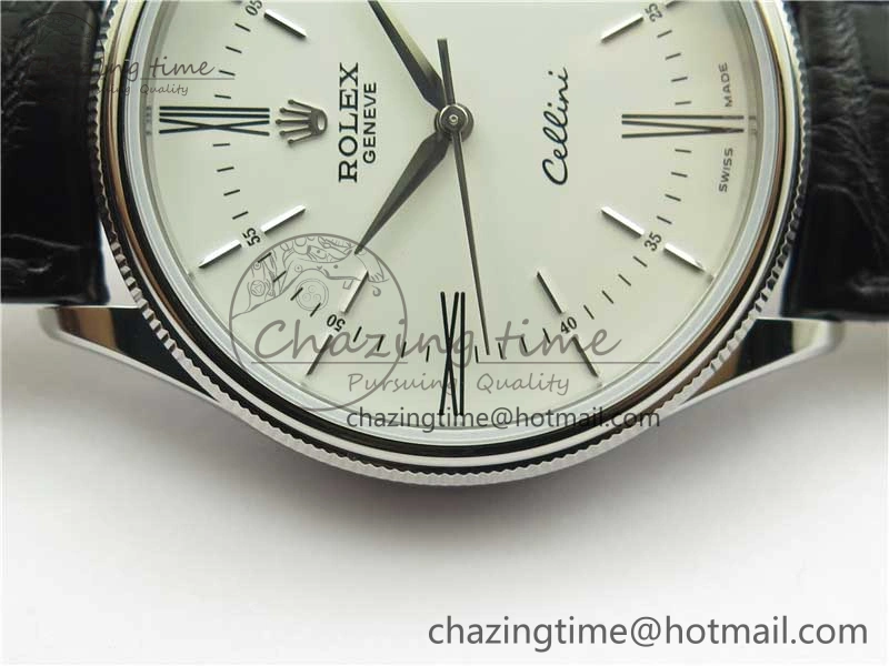 Cellini SS KZF 1:1 Best Edition White Dial Roman Markers on Black Leather Strap SA3132