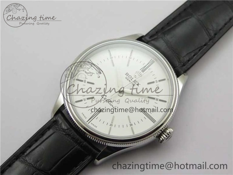 Cellini SS KZF 1:1 Best Edition White Dial Roman Markers on Black Leather Strap SA3132