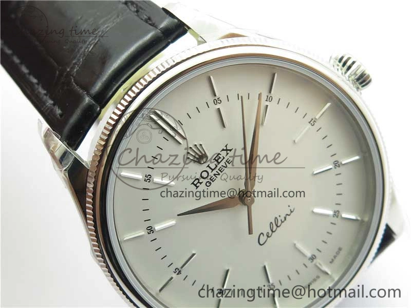 Cellini SS KZF 1:1 Best Edition White Dial Stick Markers on Black Leather Strap SA3132