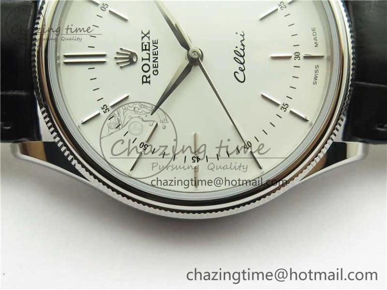 Cellini SS KZF 1:1 Best Edition White Dial Stick Markers on Black Leather Strap SA3132