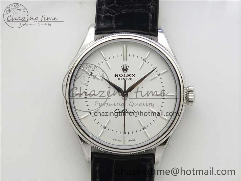 Cellini SS KZF 1:1 Best Edition White Dial Stick Markers on Black Leather Strap SA3132