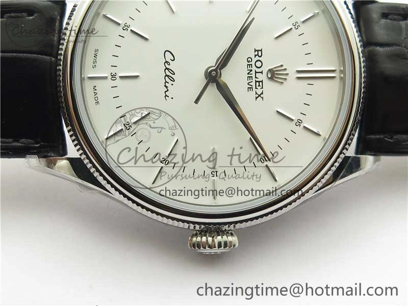 Cellini SS KZF 1:1 Best Edition White Dial Stick Markers on Black Leather Strap SA3132