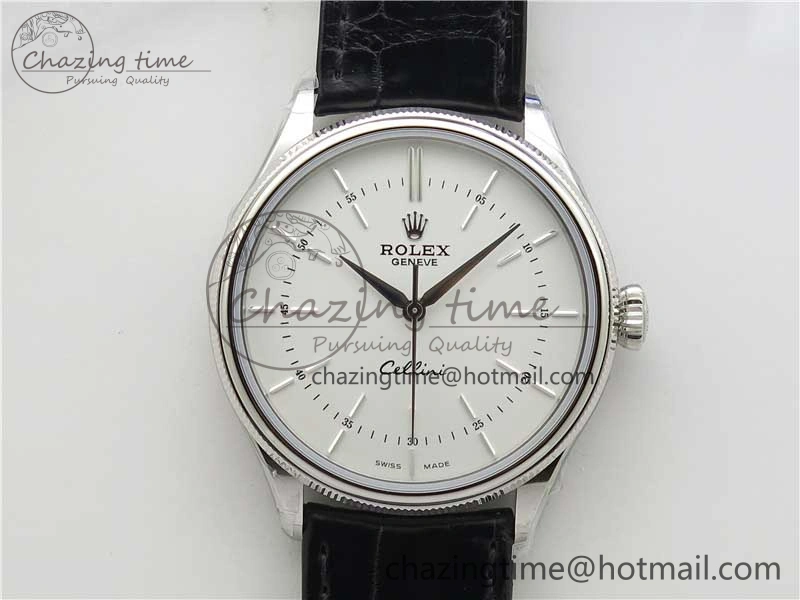 Cellini SS KZF 1:1 Best Edition White Dial Stick Markers on Black Leather Strap SA3132