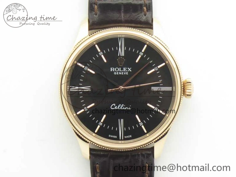 Cellini Time 50509 RG MKF Best Edition Black Dial Roman Marker on Brown Leather Strap A3132 V4