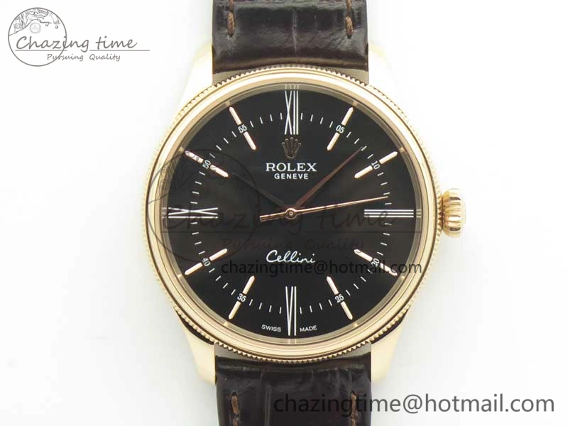 Cellini Time 50509 RG MKF Best Edition Black Dial Roman Marker on Brown Leather Strap A3132 V4