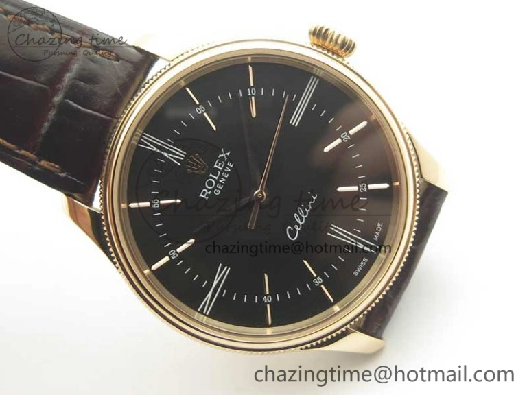 Cellini Time 50509 RG MKF Best Edition Black Dial Roman Marker on Brown Leather Strap A3132 V4