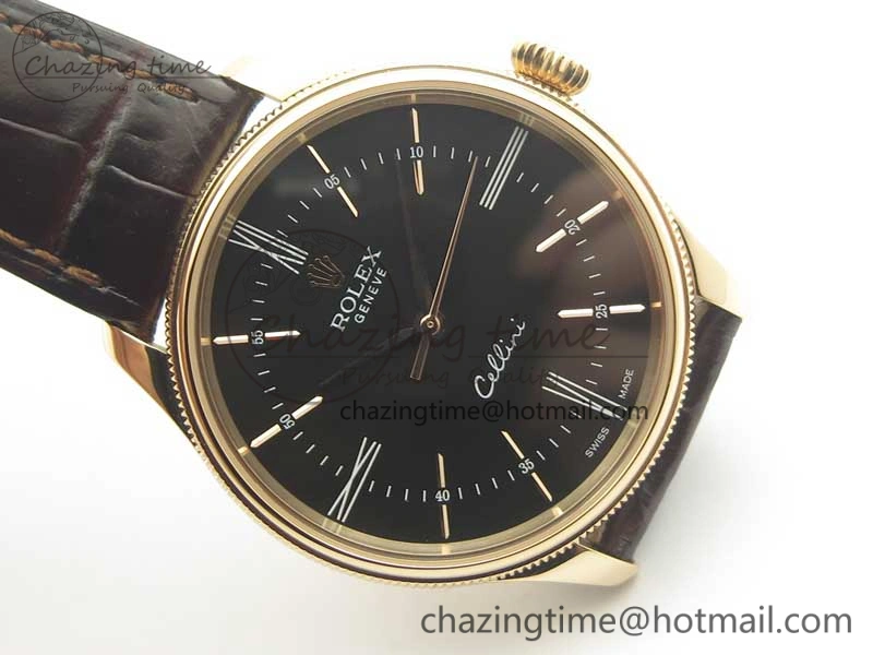 Cellini Time 50509 RG MKF Best Edition Black Dial Roman Marker on Brown Leather Strap A3132 V4