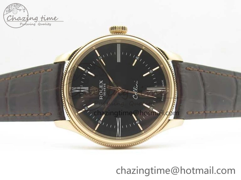 Cellini Time 50509 RG MKF Best Edition Black Dial Roman Marker on Brown Leather Strap A3132 V4