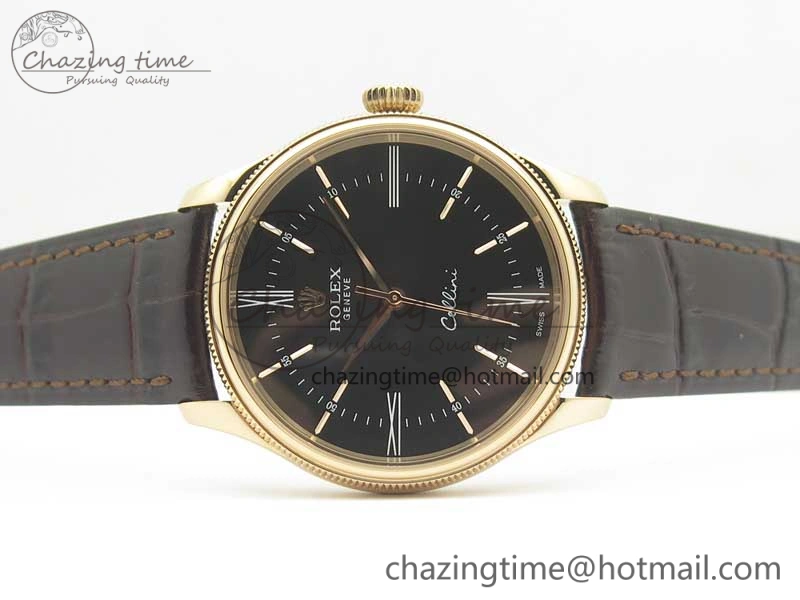 Cellini Time 50509 RG MKF Best Edition Black Dial Roman Marker on Brown Leather Strap A3132 V4