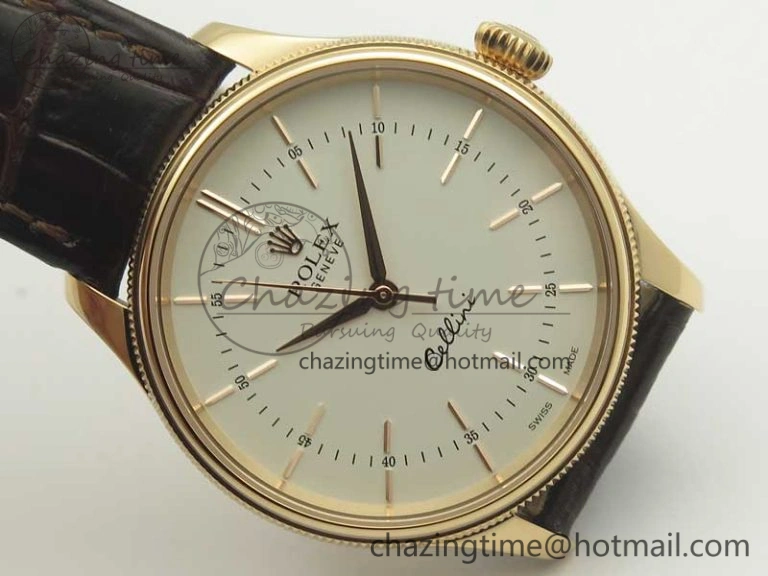 Cellini Time 50509 RG MKF Best Edition White Dial Sticks Marker on Brown Leather Strap A3132 V4