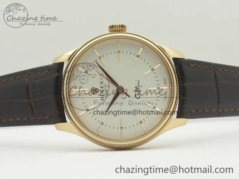 Cellini Time 50509 RG MKF Best Edition White Dial Sticks Marker on Brown Leather Strap A3132 V4